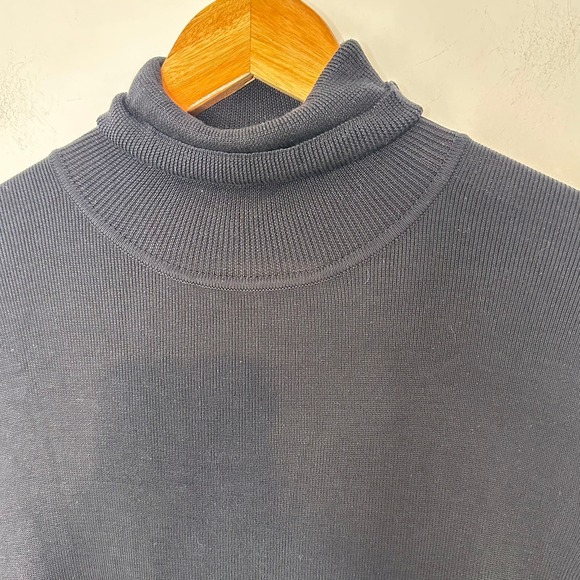 Ann Taylor Black 100% Silk Turtleneck Sweater XL Ribbed Knit Long Sleeve - Picture 5 of 8